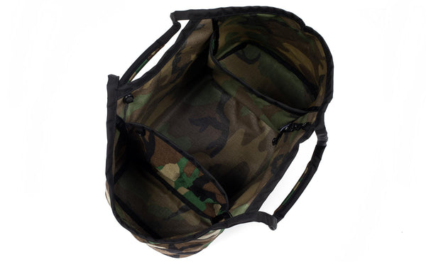 Above shot of The Monster Truck in Beaver Camo (green, brown, black, and yellow in a camoflauge pattern) 1000 Cordura.